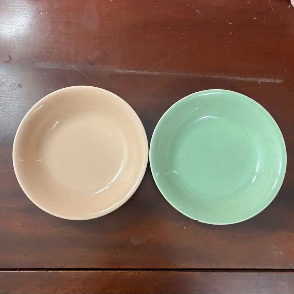 Set of 2 Vintage Cambridge Universal 5.25” Pastel Pink & Green Berry Bowls